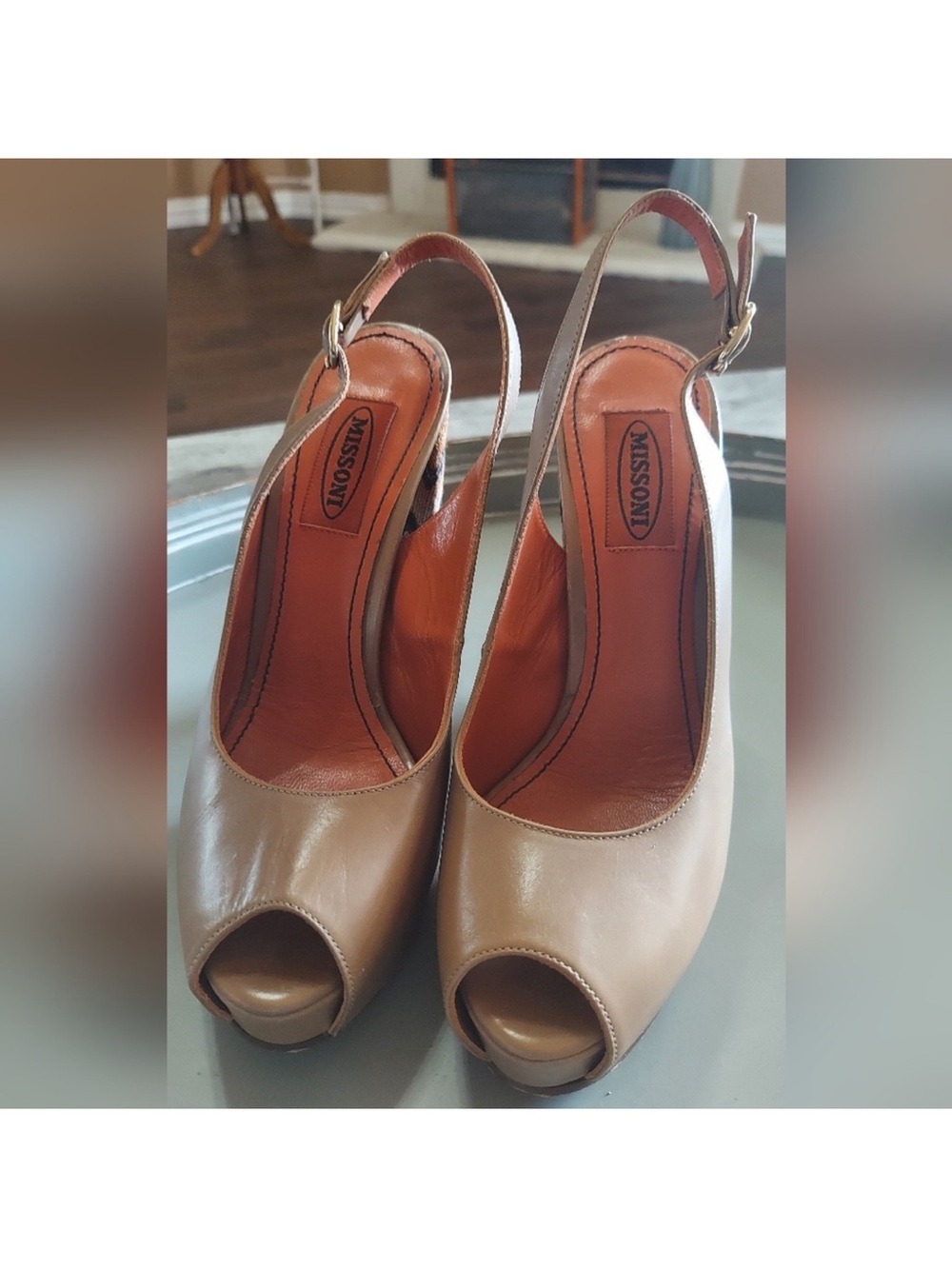 Missoni Multicolor Zigzag Platform Slingback Peep Toe Heels EU 36.5 6 1/2 in us - Picture 2 of 12